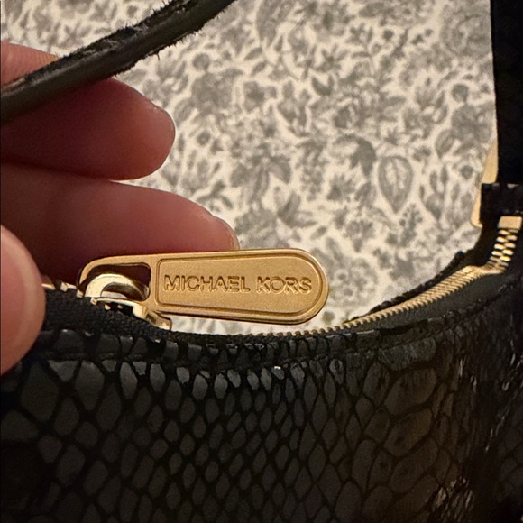 Michael Kors Black Snakeskin Mini Bag with Gold Accents - Picture 6 of 9